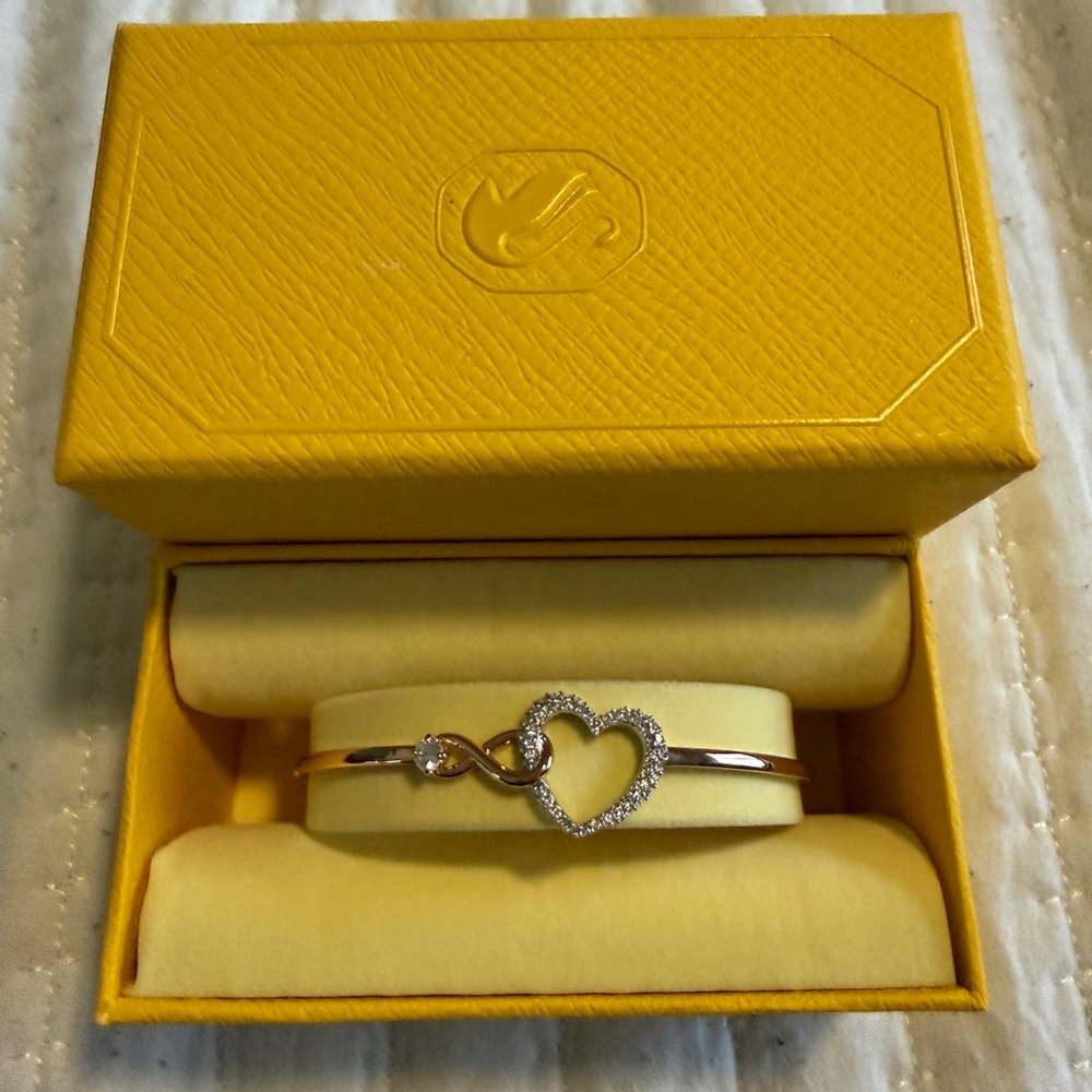 Gold Heart Bracelet with Silver Accents